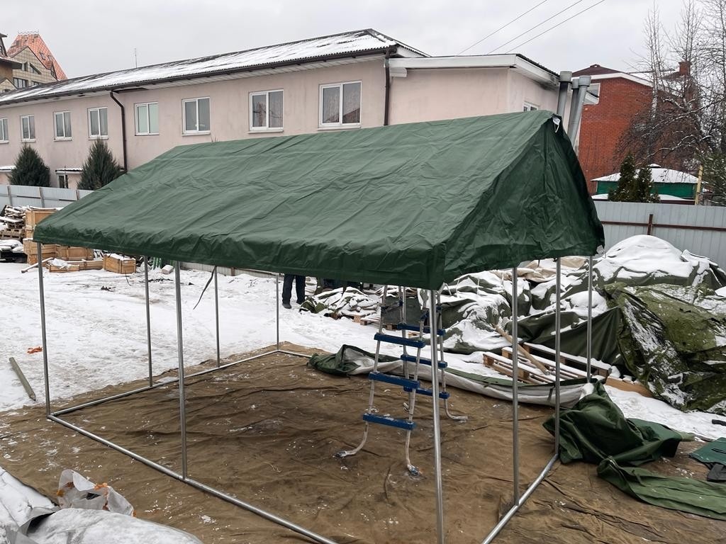 Палатка Каркасная утепленная зеленого цвета 3х4 Палатка Каркасная утепленная зеленого цвета 3х4